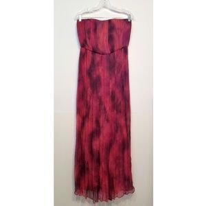 Red floor-length Alice and Olivia strapless maxi
